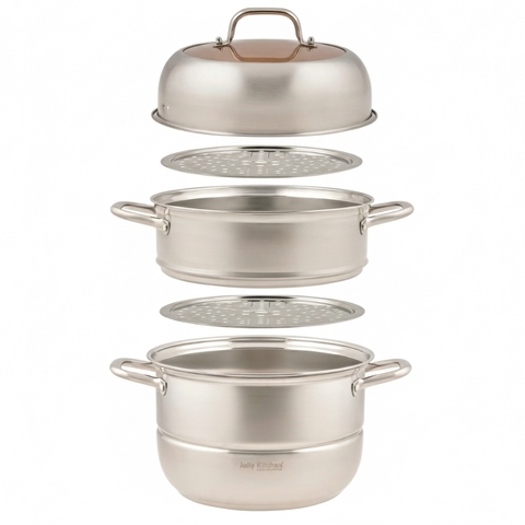 Мантоварка-пароварка Jolly Kitchen три яруса, диаметр 32 см, нержавеющая сталь