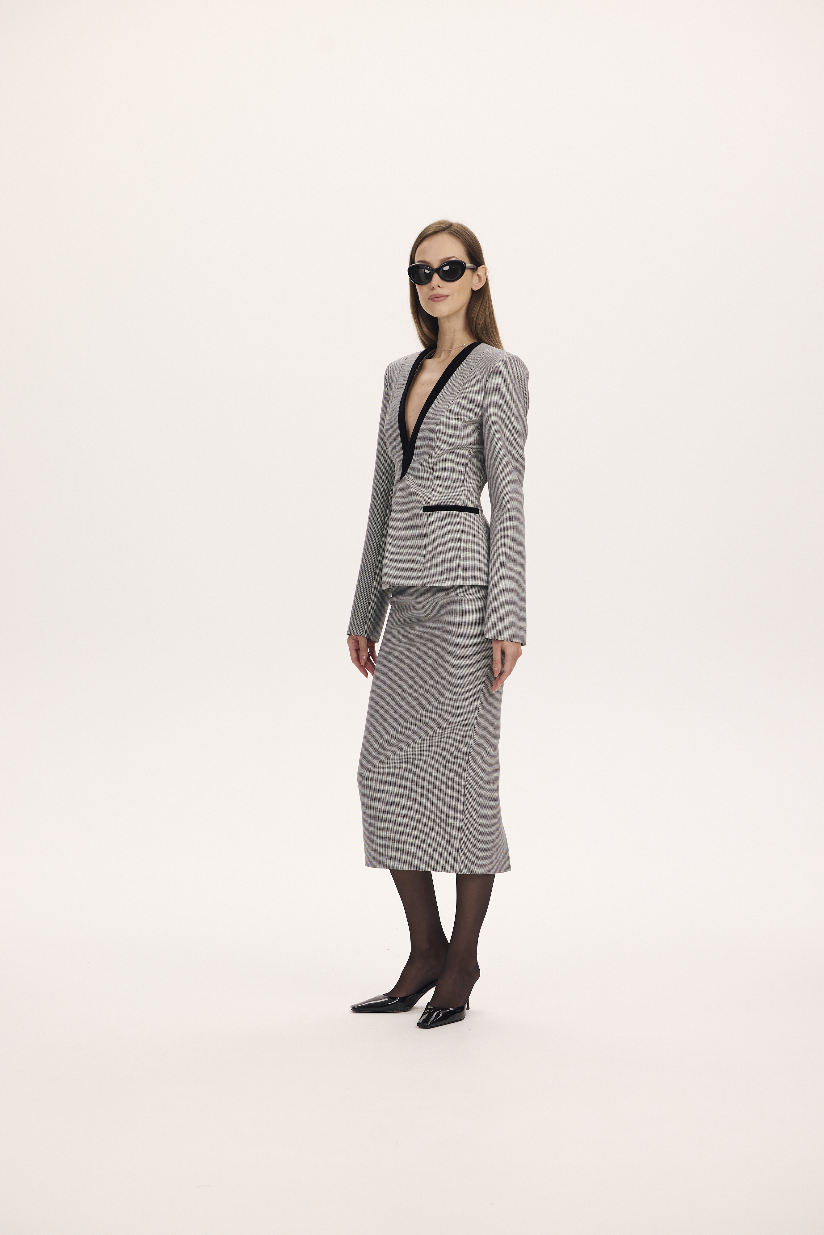 Юбка гусиные лапки карандаш миди