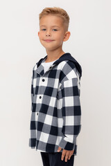 рубашка  для мальчика  КР 302681/индиго,клетка виши к534