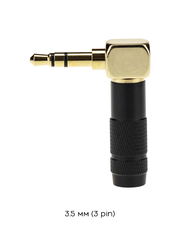 L-образный штекер, разъём на 3.5мм (3 pin)