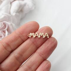 Коннектор (подвеска) МАМА с фианитами, 23*6 мм, позолота, П496