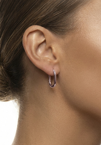 Серьги "База" из серебра 2 см Розовые