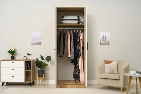 Шкаф 2-х створчатый Евро ШК-01 крафт / белый