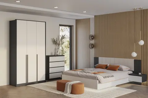 Шкаф 3-х створчатый Шарм графит / белый