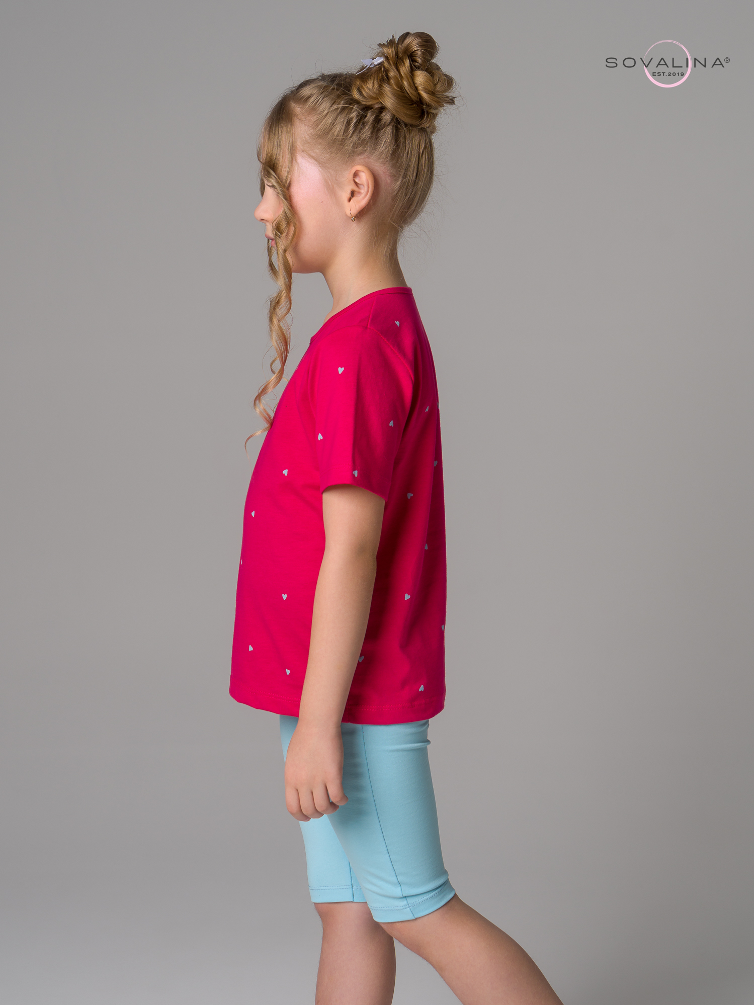 Костюм Актив сердечки малина-голубой