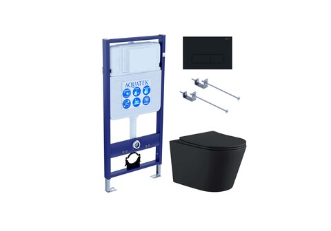 Aquatek Set Aquatek ВЕГА MB-017 4в1 Set Aquatek ВЕГА (рама Aquatek Standard INS-0000012 с звукоиз.прокладкой+крепеж KKI-0000001+кнопкаKDI-0000017+унитаз ВЕГА AQ1905-MB с крышкой-сиденьем
