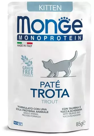 Monge Cat Monoprotein Pouch паучи для котят (форель) 85г