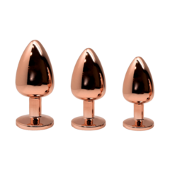 Анальная пробка золотистого цвета с белым кристаллом Tralalo от WOOOMY  (S: 7*2,8 см.)