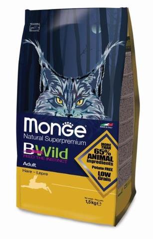 Купить Monge BWild Cat Hare корм для взрослых кошек с мясом зайца 1,5 кг