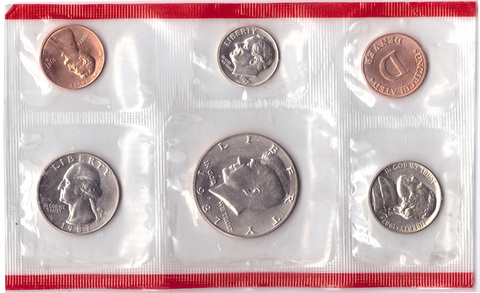 Годовой набор монет США 1987 г. (Двор D) (в запайках)