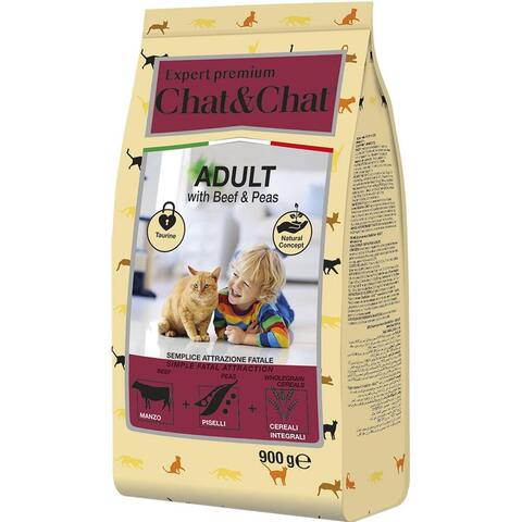 Chat&Chat Expert Premium Сухой корм с говядиной и горохом для взрослых кошек 14 кг