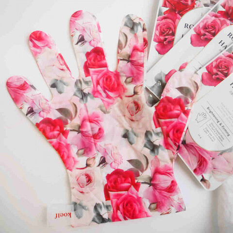 Koelf Rose petal satin hand mask Маски-перчатки для рук «роза»