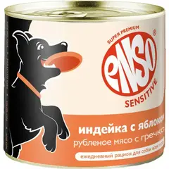 ENSO консервы для взрослых собак для здоровья ЖКТ мясо индейки с гречкой и яблок 190гр