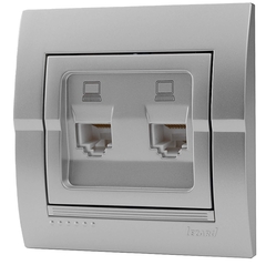 DERIY 702 2828 141 Розетка 2-ая комп., серебристый металлик керамика