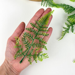 Лиана Папоротника, искусственная зелень, цвет зеленый, около 70 лапок, длина 170 см., 1 шт.