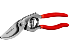 GRINDA G-7, 210 мм, высокоуглеродистая сталь, направленное под углом лезвие, цельнокованый, покрытие ПВХ, плоскостной секатор (423107)