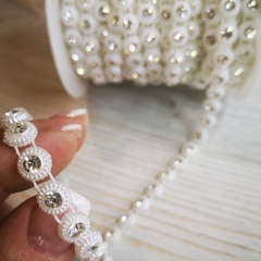 Полубусины на леске со стразами 