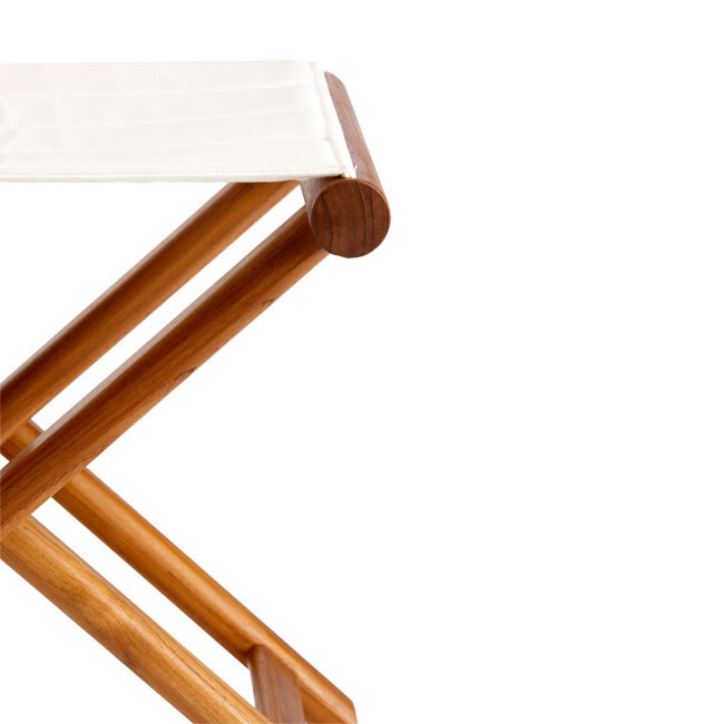 Folding stool, teak – beige, Marine Business