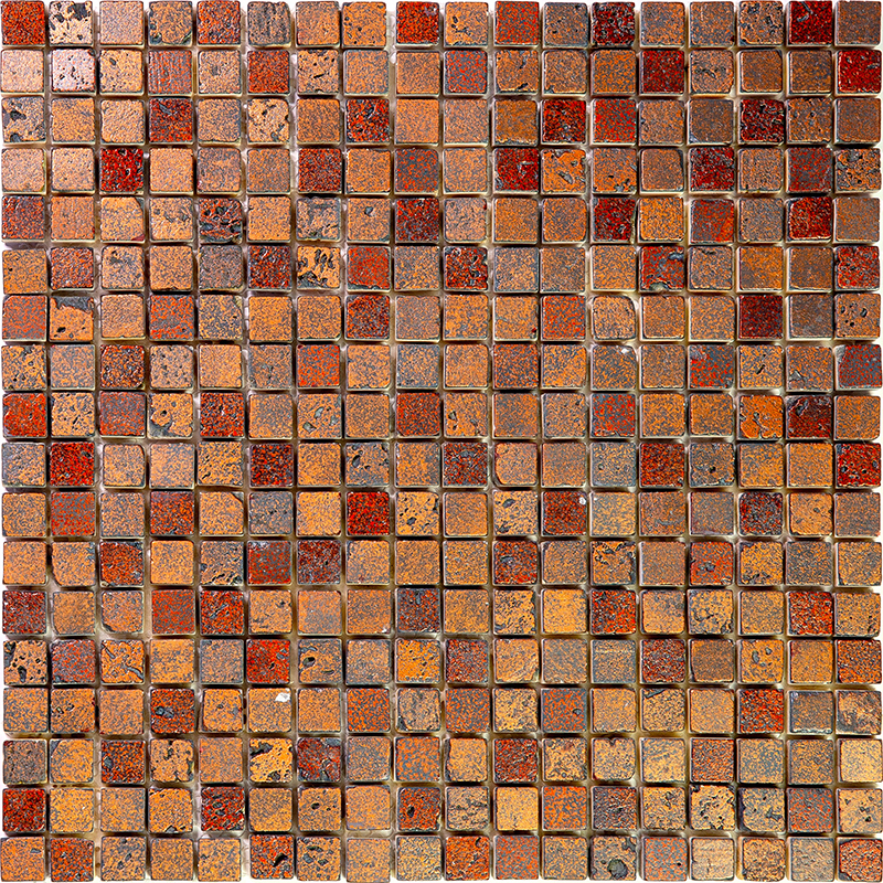 RBZ-1 Мозаика для кухни на фартук итальянская травертин Skalini Royal bronze коричневый темный квадрат