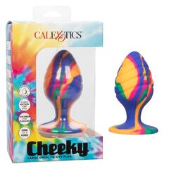 Яркая анальная пробка Cheeky Large Swirl Tie-Dye Plug - 9 см. - 