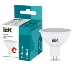 Лампа светодиодная ECO MR16 софит 9Вт 230В 4000К GU5.3 IEK LLE-MR16-9-230-40-GU5