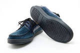 Ботинки для мальчиков кожаные Лель (LEL) на шнурках, цвет темно синий. Изображение 9 из 13.