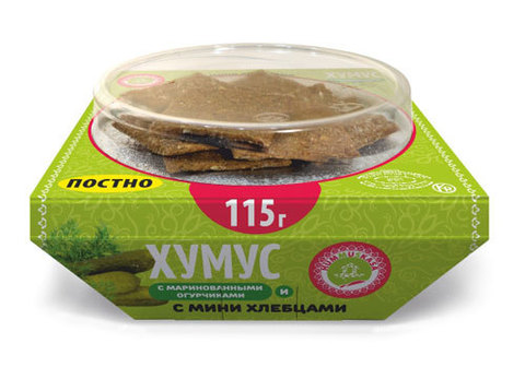 Хумус с маринованными огуриками и мини хлебцами, 115г