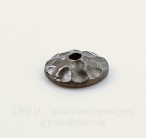 Шапочка для бусины TierraCast "Hammertone" (цвет-черный никель) 6х2 мм