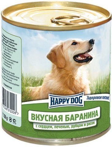 купить Happy Dog NaturLine Баранина с сердцем, печенью, рубцом и рисом консервы (рубленый фарш) для взрослых собак 750 гр