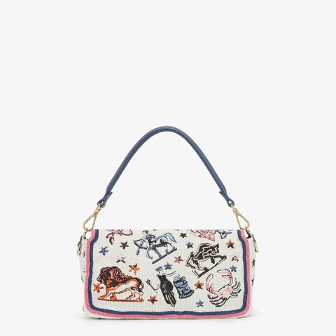 Сумка Fendi из ткани FF с вышивкой Astrology белый