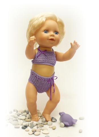 Купальник вязаный - На кукле. Одежда для кукол, пупсов и мягких игрушек.