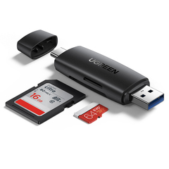 Картридер UGREEN Multifunction USB-C +USB TF/SD 3,0 Card Reader CM304, черный