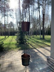 Дождевая цепь «Ведра на цепи. Большие. 8 см.», молотковый бронзовый