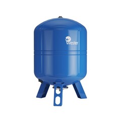 Гидроаккумулятор для водоснабжения WESTER WAV объём 100л, DN 25, PN 10, вертикальный, резьбовое-НР, G-1'', с опорами, голубой, Россия