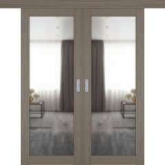 Купить Раздвижная двустворчатая дверь купе Atum Pro 32 Brun Oak с зеркалом