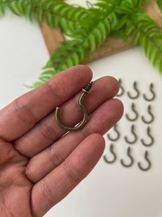 Крючок с резьбой винтовой, металлическая фурнитура, Бронзовый, 2*3,2 см, набор 20 шт.