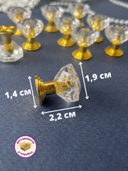 Ручка для шкатулки , цвет прозрачный с золотым, пластиковые, 1,9*2,2 см, набор 10 шт.