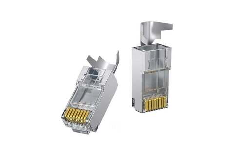 Коннектор  UGREEN NW193 (50634) Cat 7 Shielded Modular Plug Gold-plated 50U 10шт, металлический