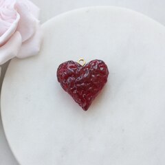 Подвеска Сердце, красный, акрил, 26 мм, РК009
