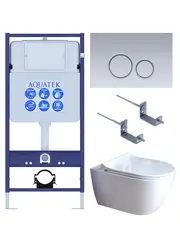 Aquatek SET Aquatek ПОЛАРИС-01-019 4в1 SET Aquatek ПОЛАРИС (рама Aquatek Standard INS-0000012+унитаз ПОЛАРИС AQ0700-01 с тонким сиденьем soft-close+ крепеж KKI-0000002 +панель KDI-0000019) фото
