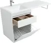 Aquanet 239302 Тумба с раковиной Токио 130 L напольная 1 ящик, б/к цвет белый глянец (239302)