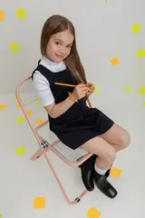 сарафан  для девочки  К 5731/темно-синий