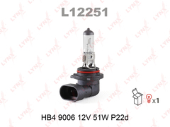 Лампа HB4 9006 12V 51W P22D LYNXauto L12251