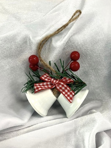 колокольчик с бантиком , металл, 7*4см , цвет белый