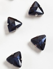 Стразы пришивные стекло в оправе "Треугольник", р. 12 мм, тёмно-синий