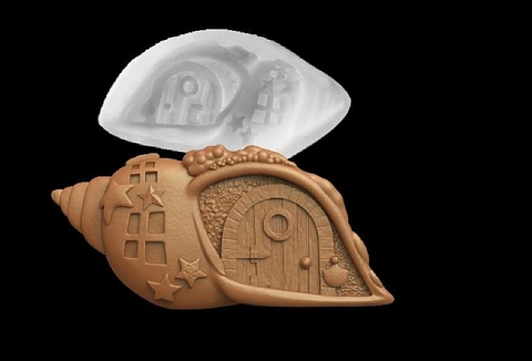 Силиконовый молд № 418 Домик ракушка № 1 серия домики для гномов и фей)