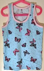 Майка для девочки 8-9 лет, цвет голубой с рисунком