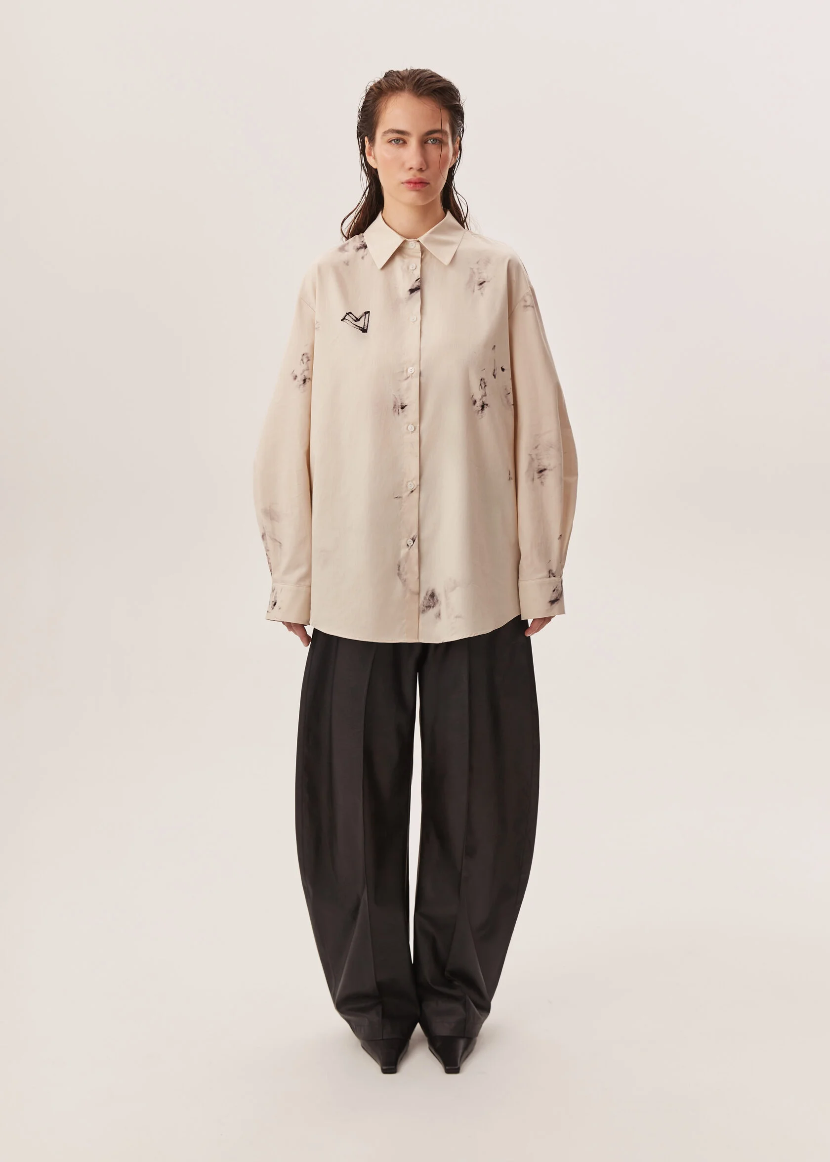 Рубашка WITH LOVE молочного цвета