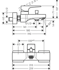 Смеситель для ванны, бронза Hansgrohe Metropol 32540140
