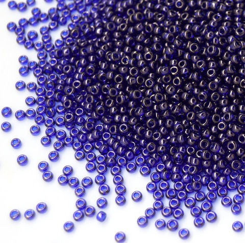 RR-0308 Бисер круглый Миюки 11/0 Сапфир прозрачный глянцевый /Miyuki round 11/0 Sapphire Gold Luster